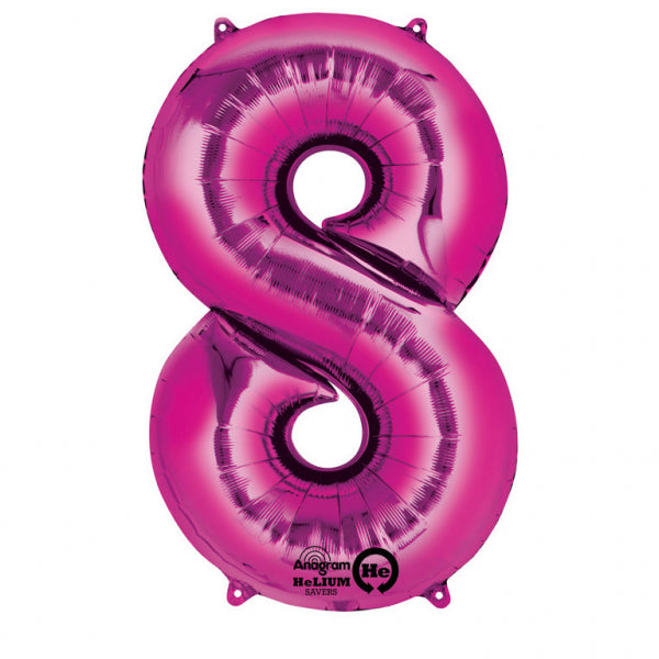 Magenta Number 8 34 Inch Foil Mylar Balloon [28296]