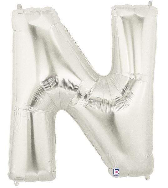 Megaloon Letter N Silver 34 Inch Foil Mylar Balloon [15914S]