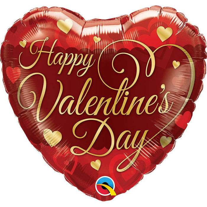 Happy Valentine's Day  Classic Script 18 Inch Heart Shaped Foil Mylar Balloon [97156]