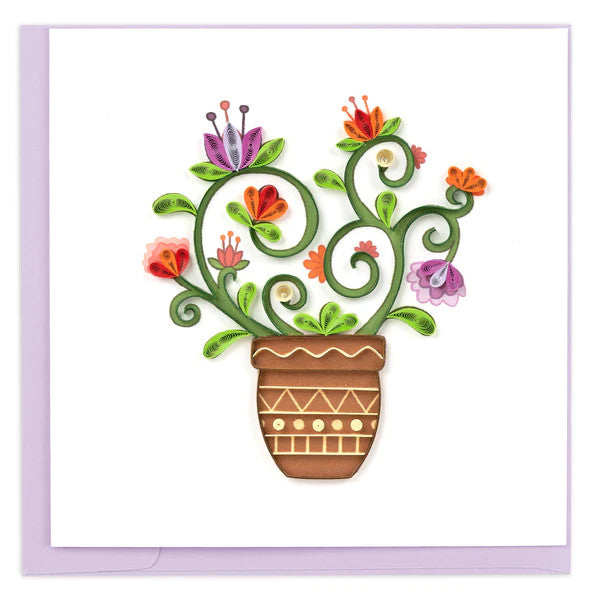 Quilled Terracotta Flower Bouquet Greeting Card [BL1457]