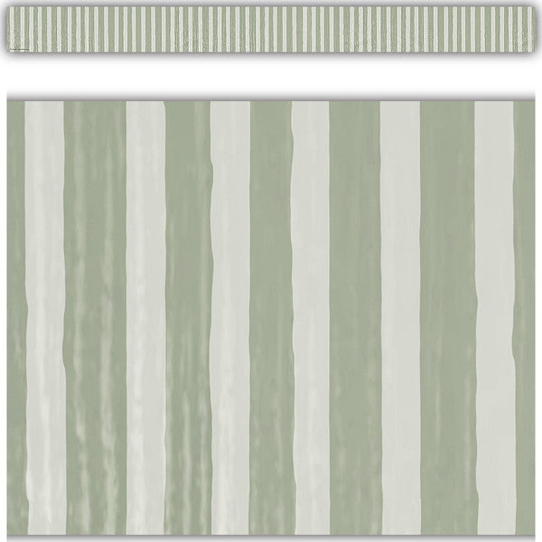 Classroom Cottage Sage Green Stripes Straight Border Trim [TCR7179]