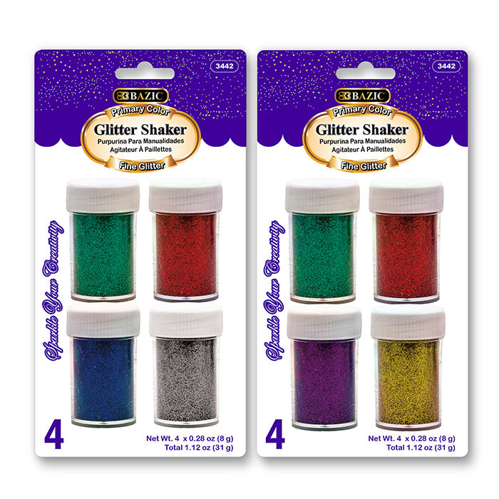 BAZIC 8g / 0.28 Oz. 4 Primary Color Glitter Shaker [3442] [3442]