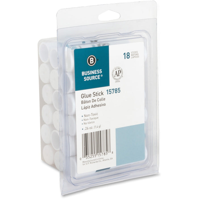 Business Source Value Pack Glue Sticks, White, 0.26 oz, 18/Pack [BSN15785]