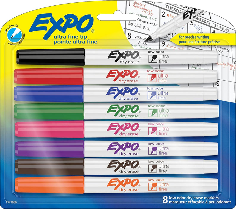 Expo Low Odor Ultra Fine Dry Erase Markers, Assorted, 8 Count [SAN1884309]