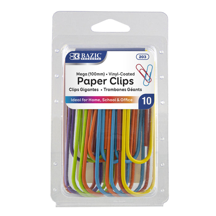 BAZIC Mega (100mm) Color Paper Clips (10/Pack) [203]